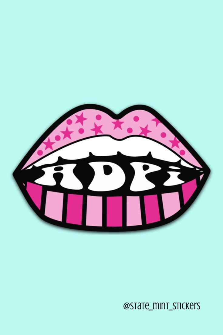 Alpha Delta Pi Pink Stars and Lips Sticker / Decal  | 3.5" | for car, laptop, cooler, water bottle and more