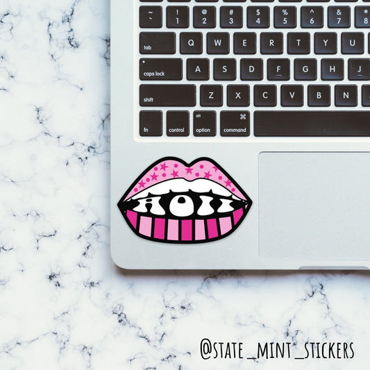 Alpha Omicron Pi Sorority Sticker | Pink Stars and Lips | 3.5" | Vinyl Decal for Car, Laptop, Yeti, Cooler, Water Bottle, and More