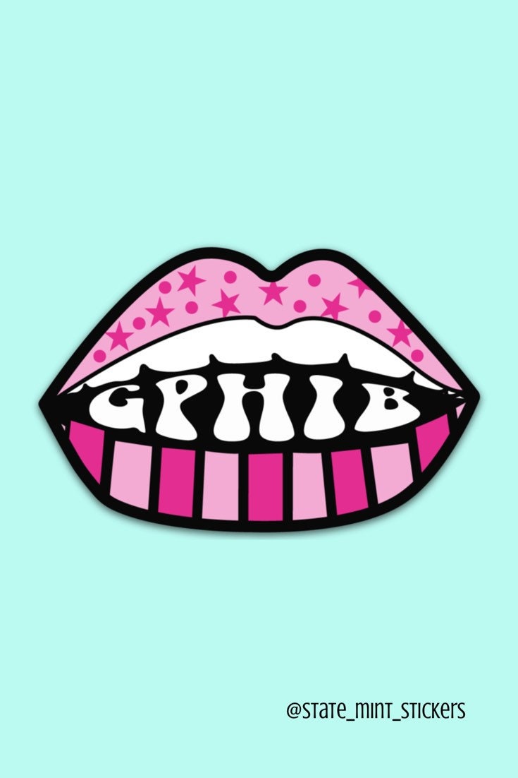 Gamma Phi Beta Pink Stars and Lips Sticker / Decal  | 3.5" | for car, laptop, cooler, water bottle and more