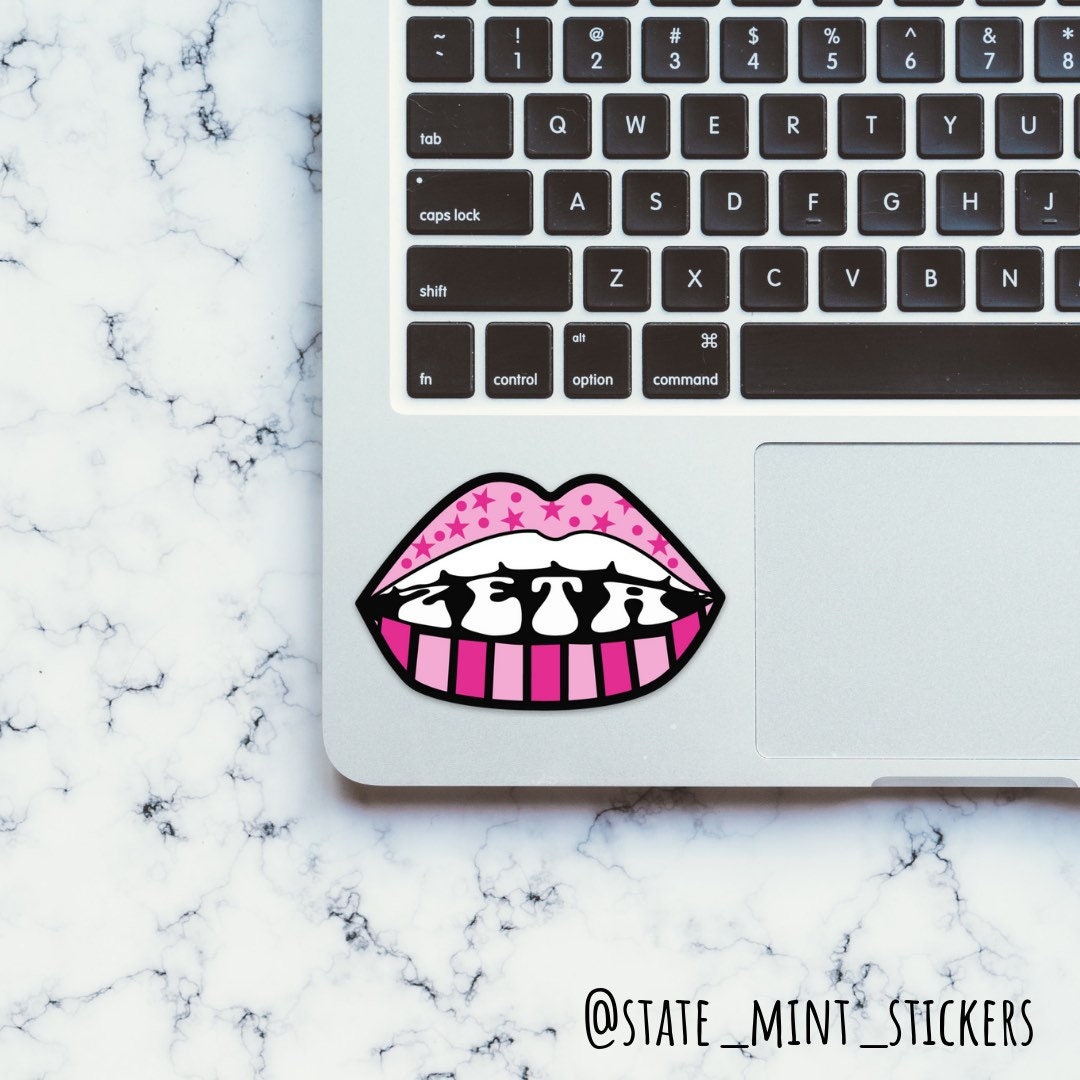 Zeta Tau Alpha Sorority Pink Stars and Lips ZTA Sticker / Decal | 3.5" Wide / use on car, laptop, cooler, planner and more