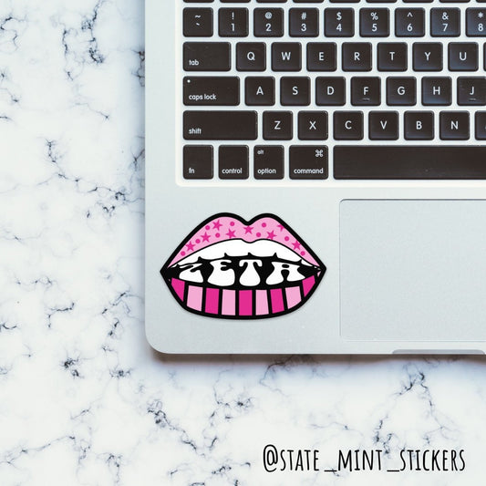 Zeta Tau Alpha Sorority Pink Stars and Lips ZTA Sticker / Decal | 3.5" Wide / use on car, laptop, cooler, planner and more