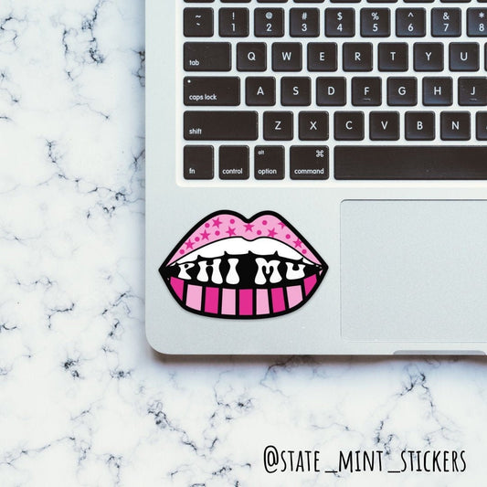 Phi Mu Sorority Pink Stars and Lips Sticker / Decal | 3” Wide  / Decal |  for Car, Laptop, Mug, Cup, Cooler, Planner