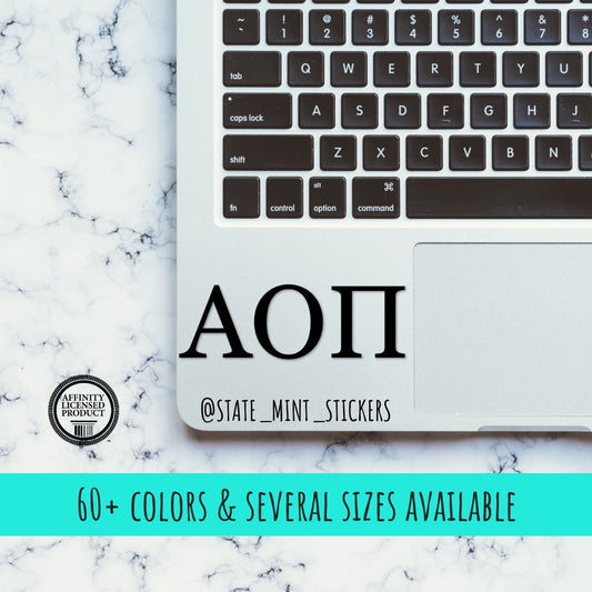Alpha Omicron Pi Sorority Vinyl Transfer Decal / Sticker | Waterproof for Car, Laptop, Water Bottle, Cooler