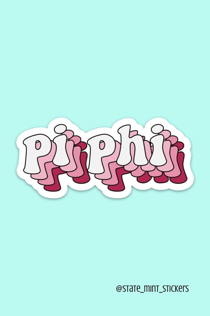 Pi Beta Phi "Pi Phi" Sorority Groovy Red Sticker /  / Decal |  for Car, Laptop, Mug, Cup, Cooler, Planner |