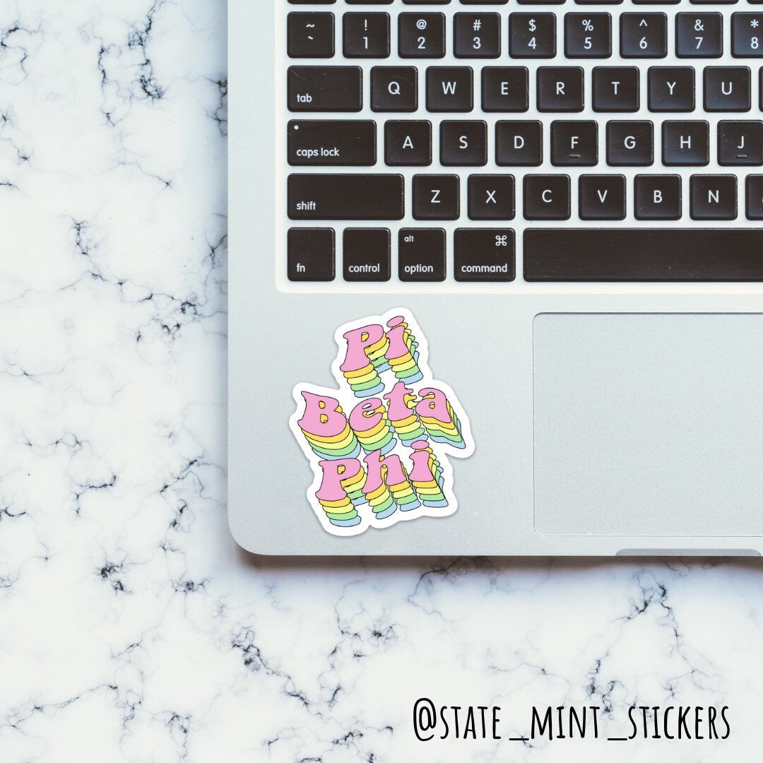 Pi Beta Phi "Pi Phi" Sorority Wavy Rainbow Sticker / Decal |