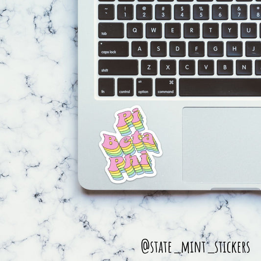 Pi Beta Phi "Pi Phi" Sorority Wavy Rainbow Sticker / Decal |