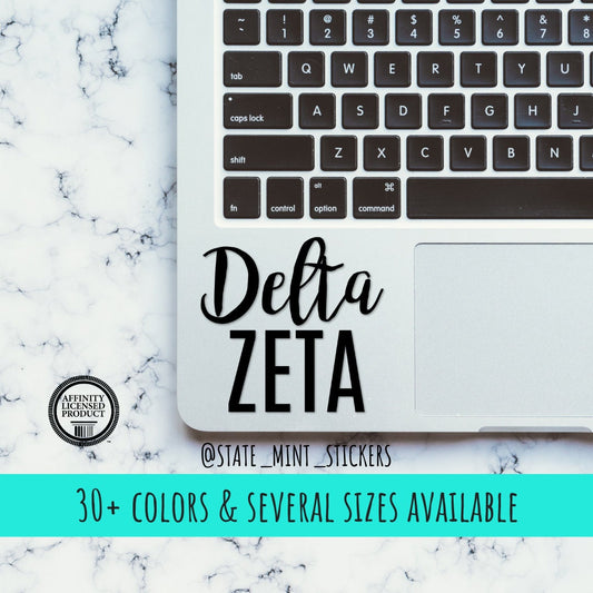 Delta Zeta Sorority Vinyl Transfer Decal / Sticker | Waterproof for Car, Laptop, Water Bottle, Cooler