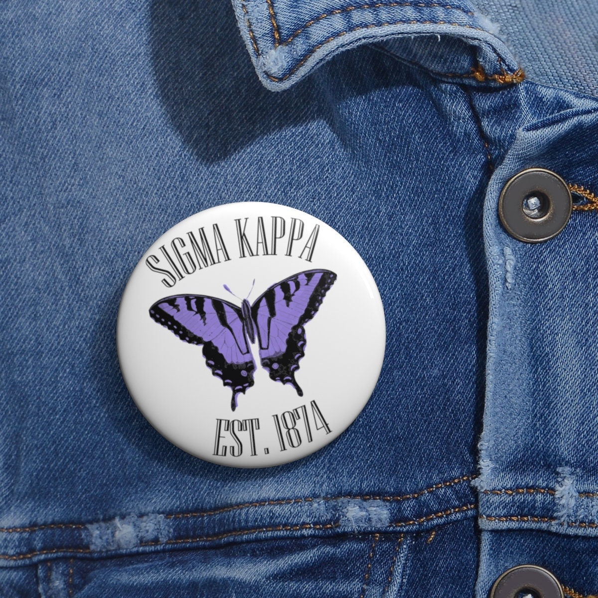 Sigma Kappa 1874 Lavender Butterfly Sorority Pin Buttons