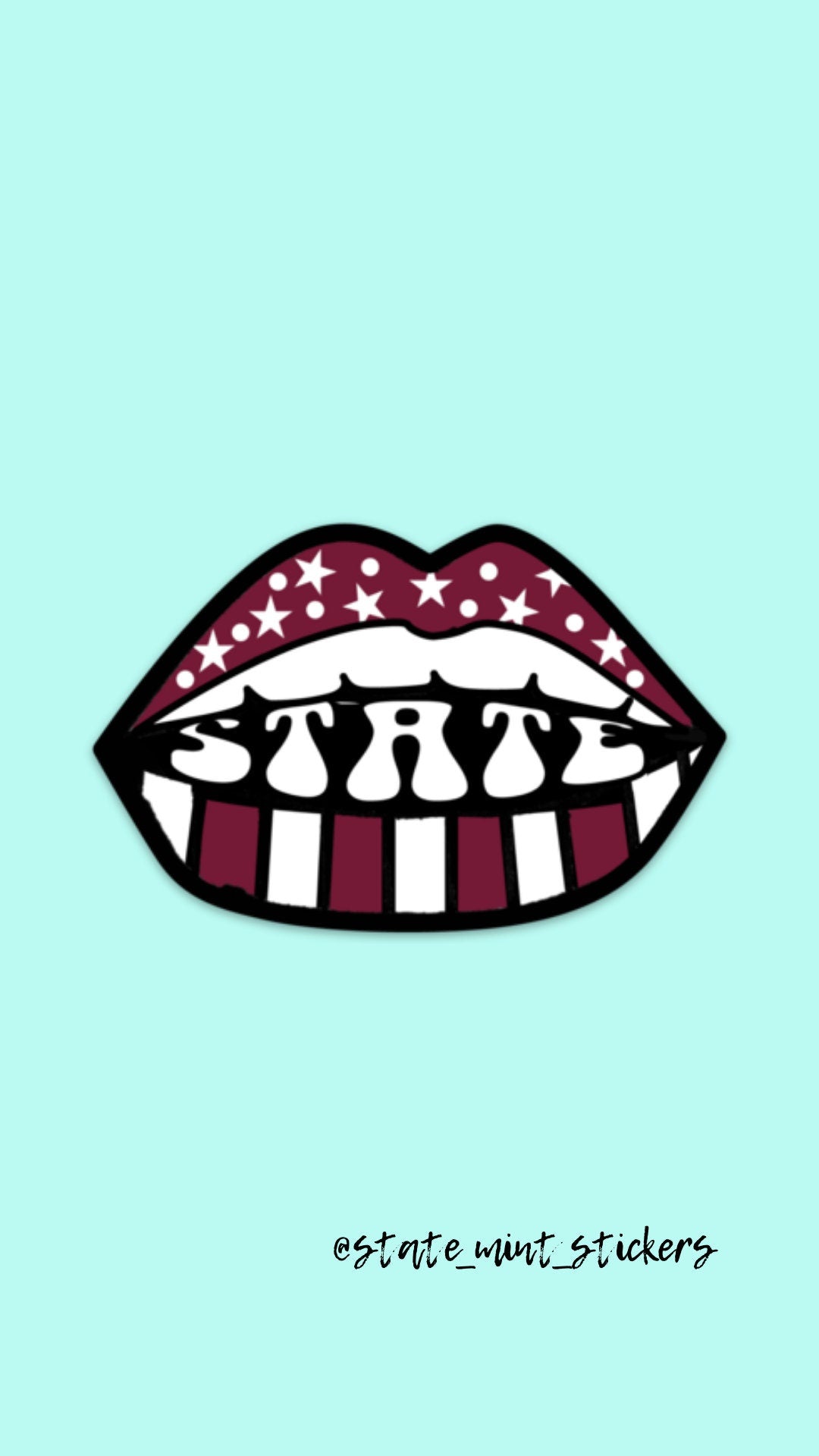 Mississippi State Stars & Lips / Decal | For Student / Alumni / Graduate / Fan | Perfect for Car, Laptop, Cooler, Water Bottle, Flask