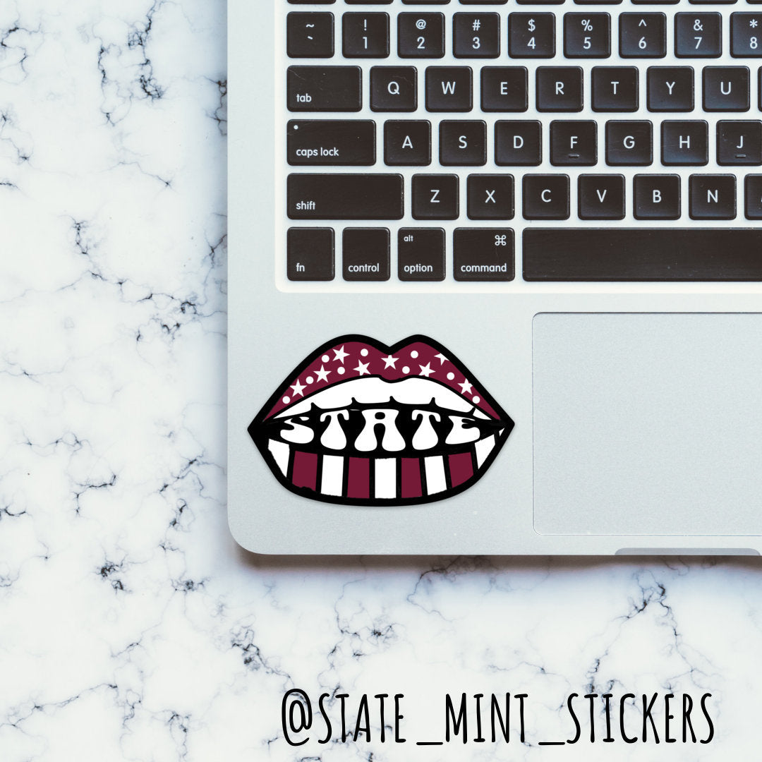 Mississippi State Stars & Lips / Decal | For Student / Alumni / Graduate / Fan | Perfect for Car, Laptop, Cooler, Water Bottle, Flask