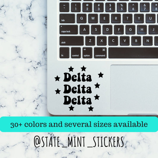 Delta Delta Delta Tri Delta Sorority Stars Vinyl Transfer Decal / Sticker | Waterproof for Car, Laptop, Water Bottle, Cooler