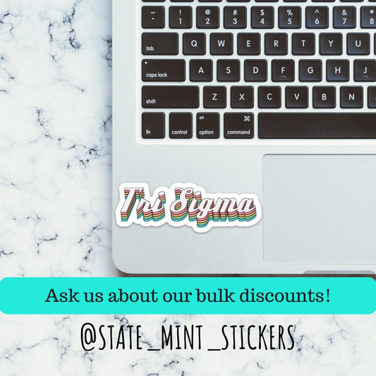 Sigma Sigma Sigma Tri Sigma Sorority Retro Rainbow Sticker | Official Licensed Product  | 3.5" Wide