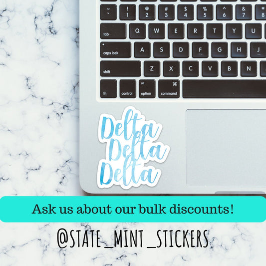 Delta Delta Delta Tri Delta Sorority Blue Watercolor Sticker | Official Licensed Product  | 3.5" Wide