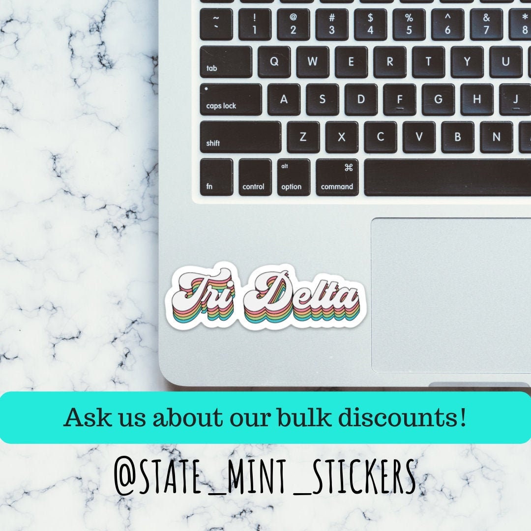 Delta Delta Delta Tri Delta Sorority Groovy Rainbow Sticker | Official Licensed Product | 4" Wide