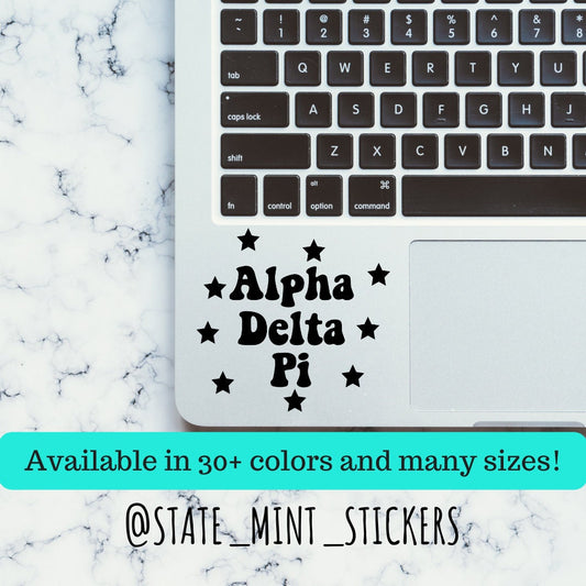 Alpha Delta Pi Star Sorority Vinyl Transfer Decal / Sticker | Waterproof for Car, Laptop, Water Bottle, Cooler