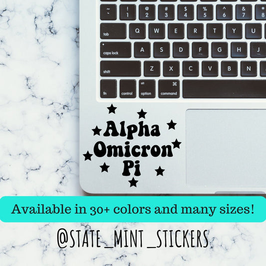 Alpha Omicron Pi Sorority Star Vinyl Transfer Decal / Sticker | Waterproof for Car, Laptop, Water Bottle, Cooler