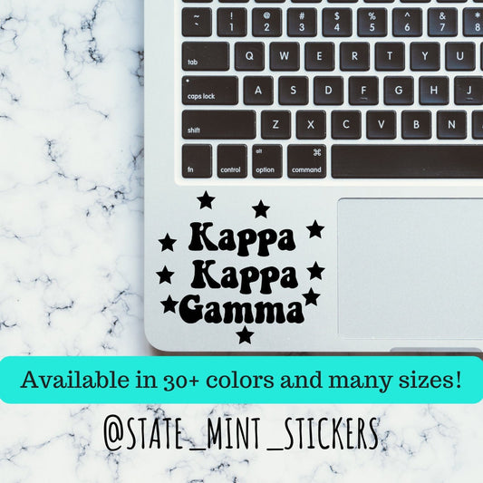 Kappa Kappa Gamma Stars Sorority Vinyl Transfer Decal / Sticker | Waterproof for Car, Laptop, Water Bottle, Cooler