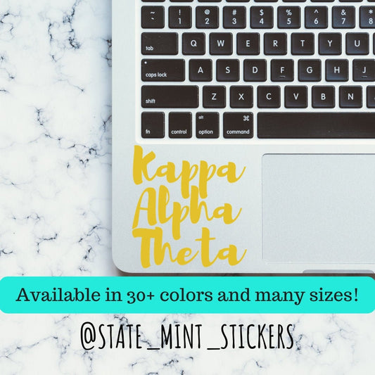 Kappa Alpha Theta Sorority Vinyl Transfer Decal / Sticker | Waterproof for Car, Laptop, Water Bottle, Cooler, Cup, Mug, Planner