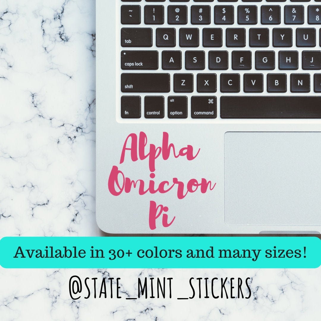 Alpha Omicron Pi Sorority Vinyl Transfer Decal / Sticker | Waterproof for Car, Laptop, Water Bottle, Cooler