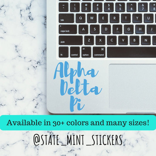 Alpha Delta Pi Sorority Vinyl Transfer Decal / Sticker | Waterproof for Car, Laptop, Water Bottle, Cooler, Cup, Mug, Planner