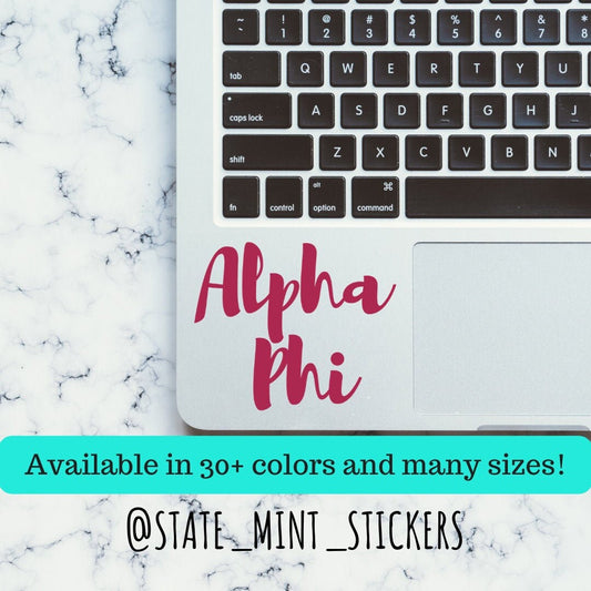 Alpha Phi Sorority Vinyl Transfer Decal / Sticker | Waterproof for Car, Laptop, Water Bottle, Cooler