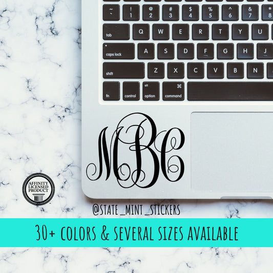 Monogram Vinyl Transfer Decal / Sticker | Waterproof for Car, Laptop, Water Bottle, Cooler