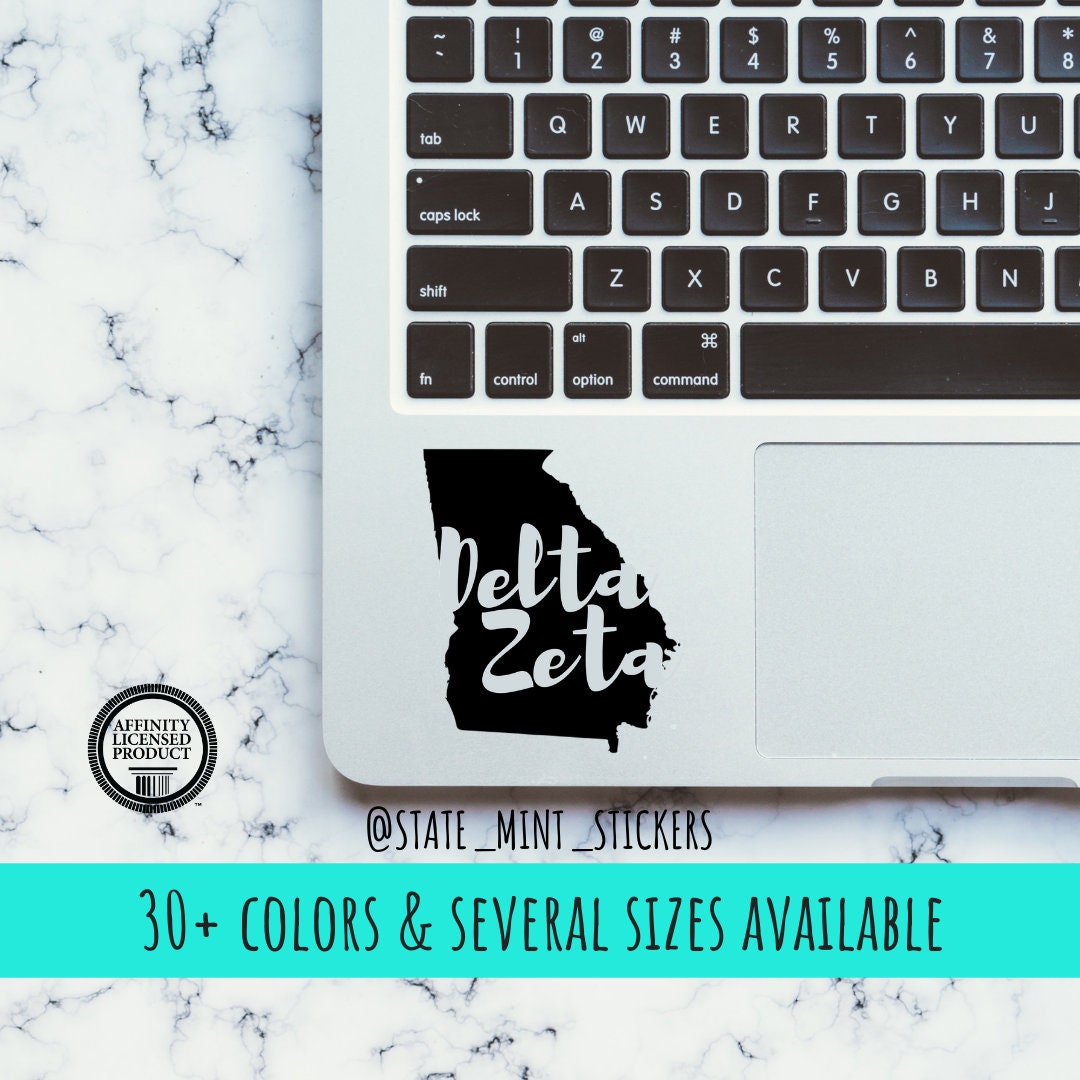 Delta Zeta Sorority State Shaped Vinyl Transfer Decal / Sticker | Waterproof for Car, Laptop, Water Bottle, Cooler