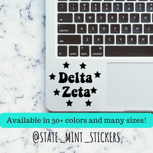Delta Zeta Sorority Stars Vinyl Transfer Decal / Sticker | Waterproof for Car, Laptop, Water Bottle, Cooler