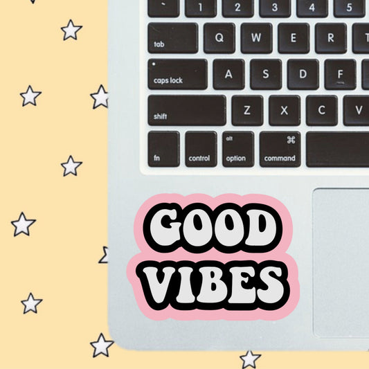GOOD VIBES Sticker / Decal | 4" Wide | Water proof, dishwasher safe, scratch resistant, for water bottle, flask, and more | VSCO aesthetic