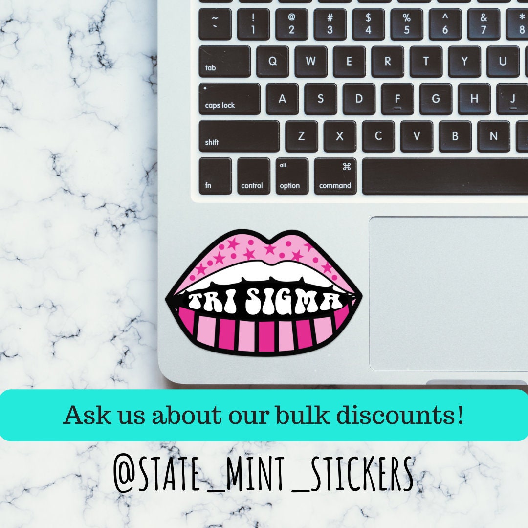 Sigma Sigma Sigma Tri Sigma Sorority Pink Lips and Stars Sticker | Official Licensed Product  | 3.5" Wide