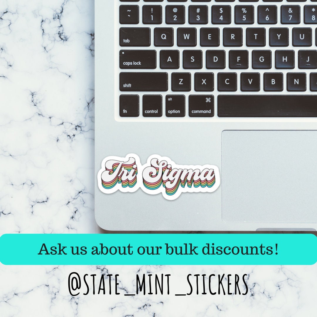 Sigma Sigma Sigma Tri Sigma Sorority Groovy Rainbow Sticker | Official Licensed Product  | 3.5" Wide