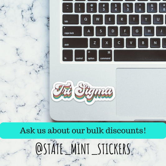 Sigma Sigma Sigma Tri Sigma Sorority Groovy Rainbow Sticker | Official Licensed Product  | 3.5" Wide