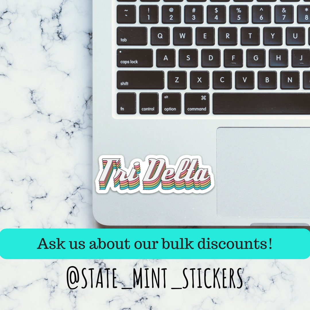 Delta Delta Delta Tri Delta Sorority Retro Rainbow Sticker | Official Licensed Product | 4" Wide