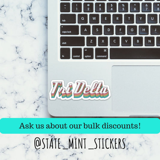 Delta Delta Delta Tri Delta Sorority Retro Rainbow Sticker | Official Licensed Product | 4" Wide
