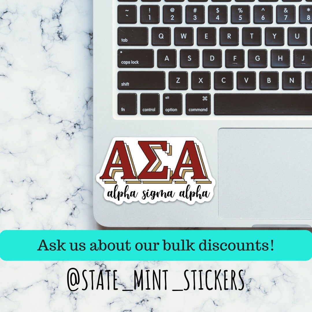 Alpha Sigma Alpha Sorority Layered Greek Letters Sticker | Official Licensed Product  | 4" Wide