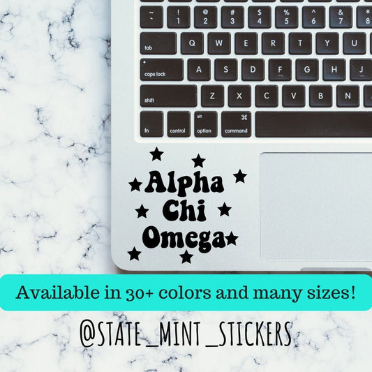 Alpha Chi Omega Stars Sorority Vinyl Transfer Decal / Sticker | Waterproof for Car, Laptop, Water Bottle, Cooler, big little, bid day, vinyl