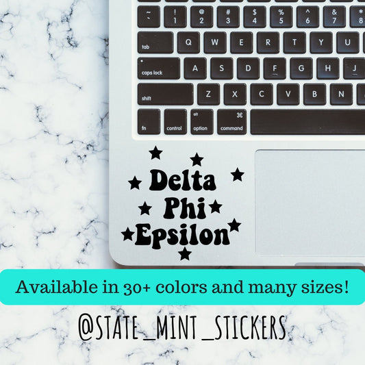 Delta Phi Epsilon Sorority Stars Vinyl Transfer Decal / Sticker | Waterproof for Car, Laptop, Water Bottle, Cooler