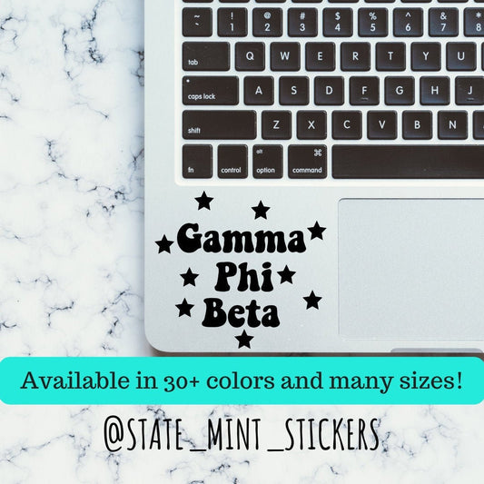 Gamma Phi Beta Sorority  Stars Vinyl Transfer Decal / Sticker | Waterproof for Car, Laptop, Water Bottle, Cooler