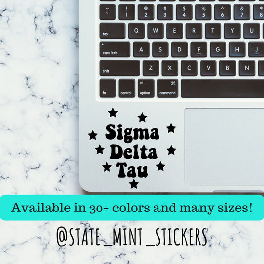 Sigma Delta Tau Sorority Stars Vinyl Transfer Decal / Sticker | Waterproof for Car, Laptop, Water Bottle, Cooler, laptop sticker car decal