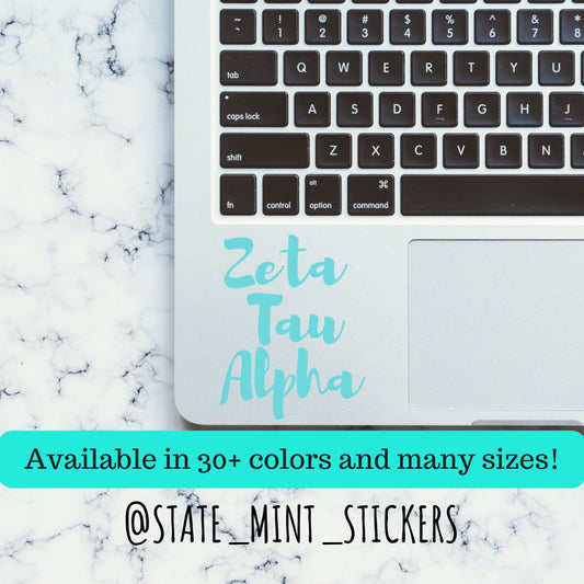 Zeta Tau Alpha Sorority Vinyl Transfer Decal / Sticker | Waterproof laptop sticker car decal
