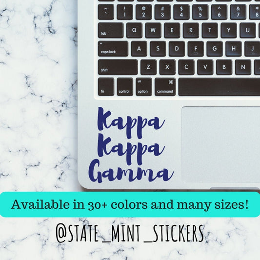 Kappa Kappa Gamma Sorority Vinyl Transfer Decal / Sticker | Waterproof for Car, Laptop, Water Bottle, Cooler