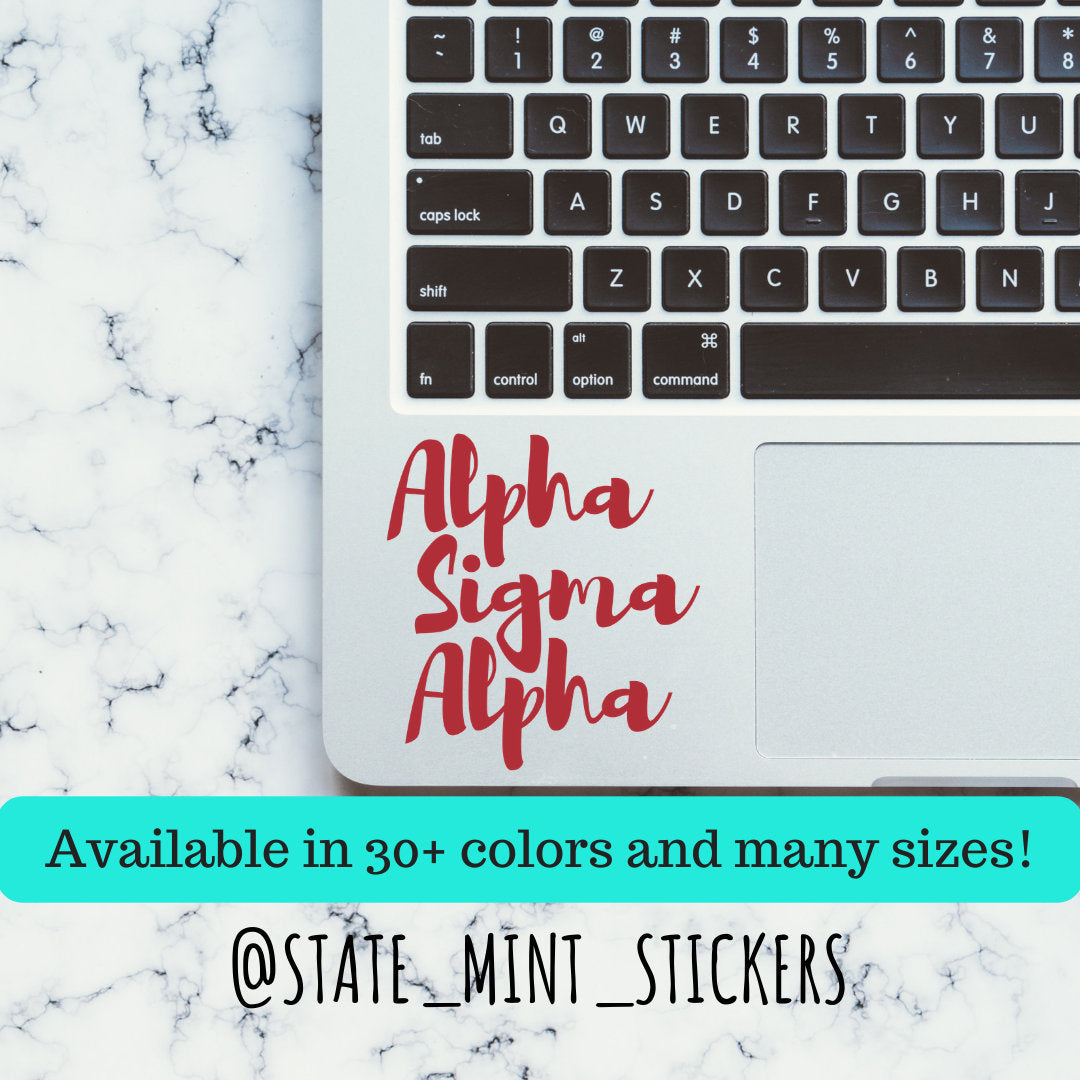 Alpha Sigma Alpha Sorority Vinyl Transfer Decal / Sticker | Waterproof for Car, Laptop, Water Bottle, Cooler