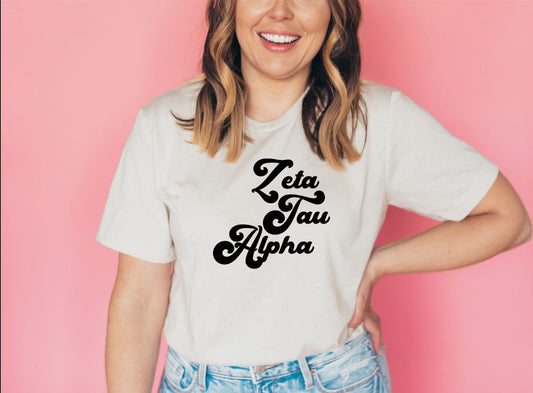 Zeta Tau Alpha Vintage Tee | Bella + Canvas Unisex Jersey Short Sleeve Tee Greek Letters big little, bid day, tee shirt, tshirt, t-shirt