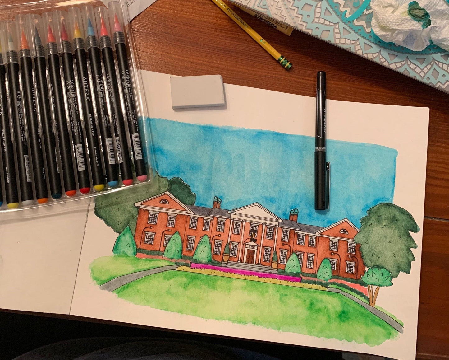 Custom House Watercolor Prints | Perfect for Housewarming, Sorority, Fraternity, Greek, College Building, Office Building, House, Home