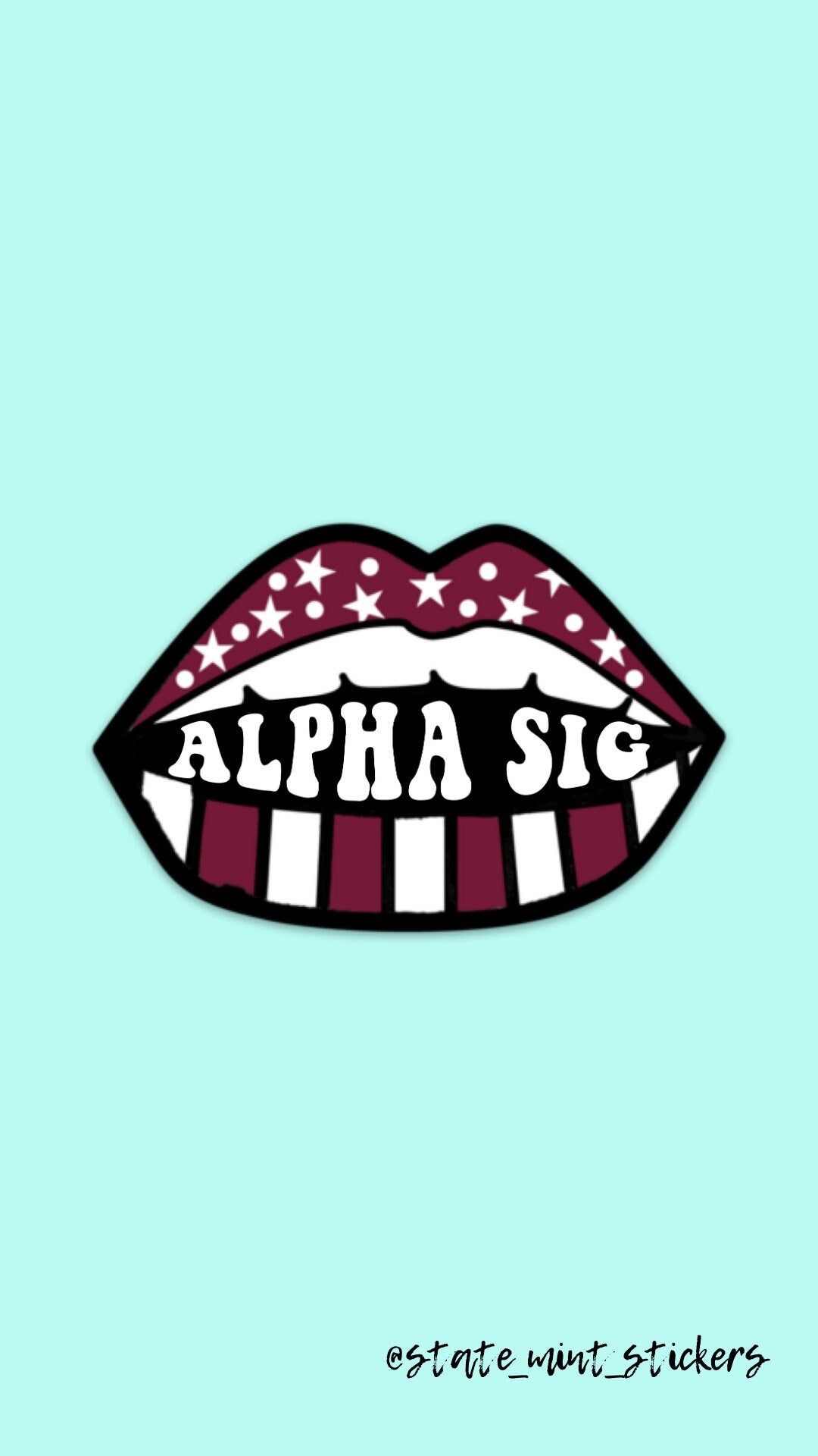 Alpha Sigma Alpha Sorority Sticker | Maroon Stars and Lips | 3.5" | Vinyl Decal for Car, Laptop, Yeti, Cooler, Water Bottle, and More