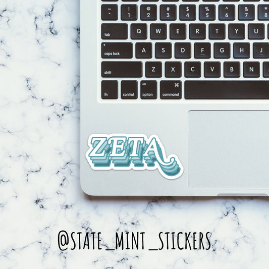 Zeta Tau Alpha Sorority Blue Ombre Gradient Sticker / Decal | 4" Wide / use on car, laptop, cooler, waterbottle and more