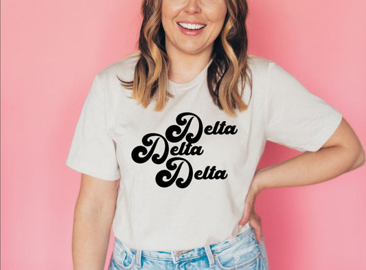 Delta Delta Delta Sorority Tri Delta Vintage Tee | Bella + Canvas Unisex Jersey Short Sleeve Tee