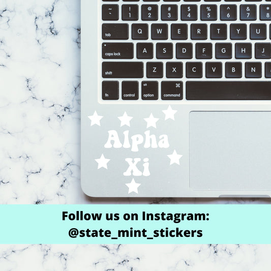 Alpha Xi Delta Sorority Stars Vinyl Transfer Decal / Sticker | Waterproof for Car, Laptop, Water Bottle, Cooler, Cup, Mug, Planner