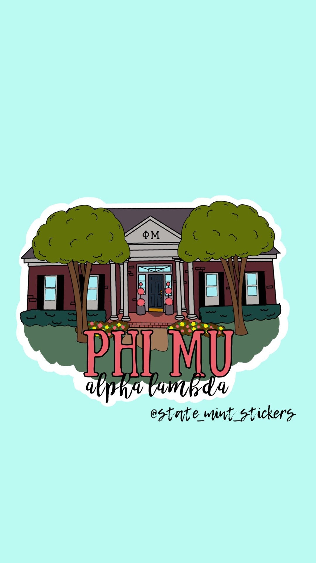 Custom Sorority House Stickers custom stickers of greek house, full color vinyl for laptop, car window, water bottle