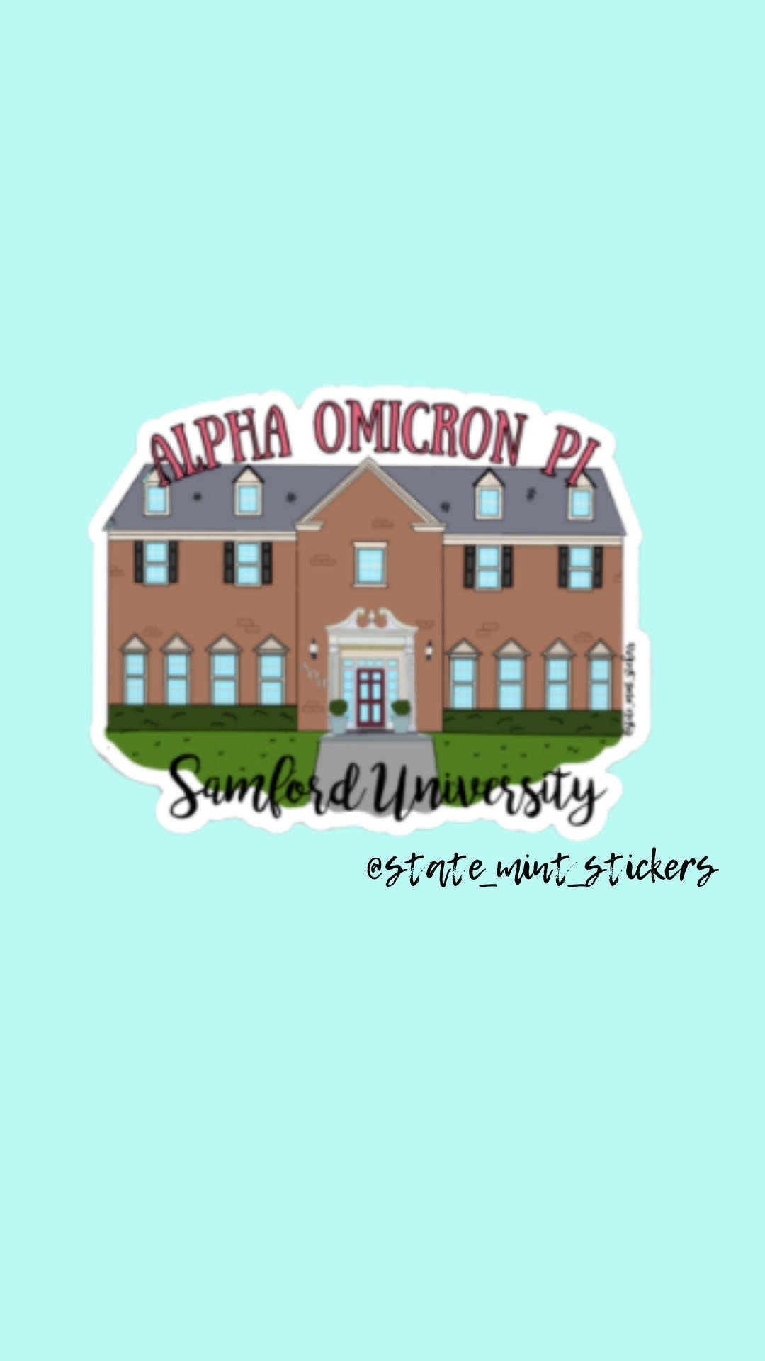 Alpha Omicron Pi Samford University Custom Sorority House Stickers | 3.5"  / Decal |  for Car, Laptop, Mug, Cup, Cooler, Planner